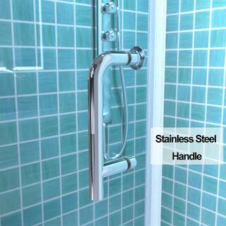 ES-DIY 34-35 in. W x 72 in. H Pivot Frameless Shower Door in Chorme Finish with Clear Glass KJSD3472P