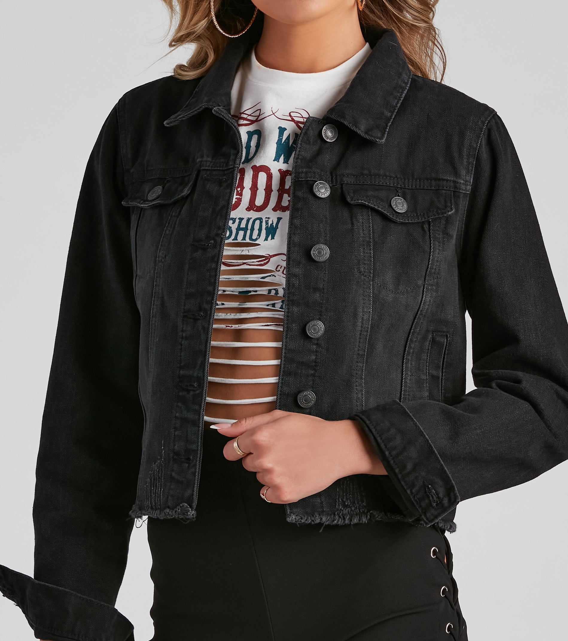 Beach Night Denim Distressed Jacket