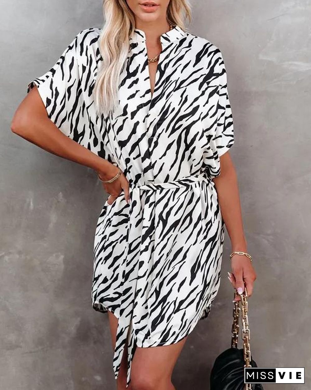 Zebra Print Shirt Dress