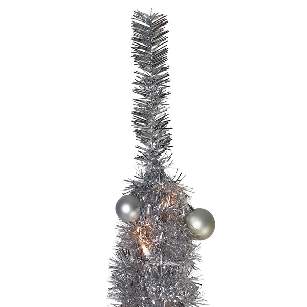 6' PreLit Silver PreDecorated PopUp Artificial Christmas Tree