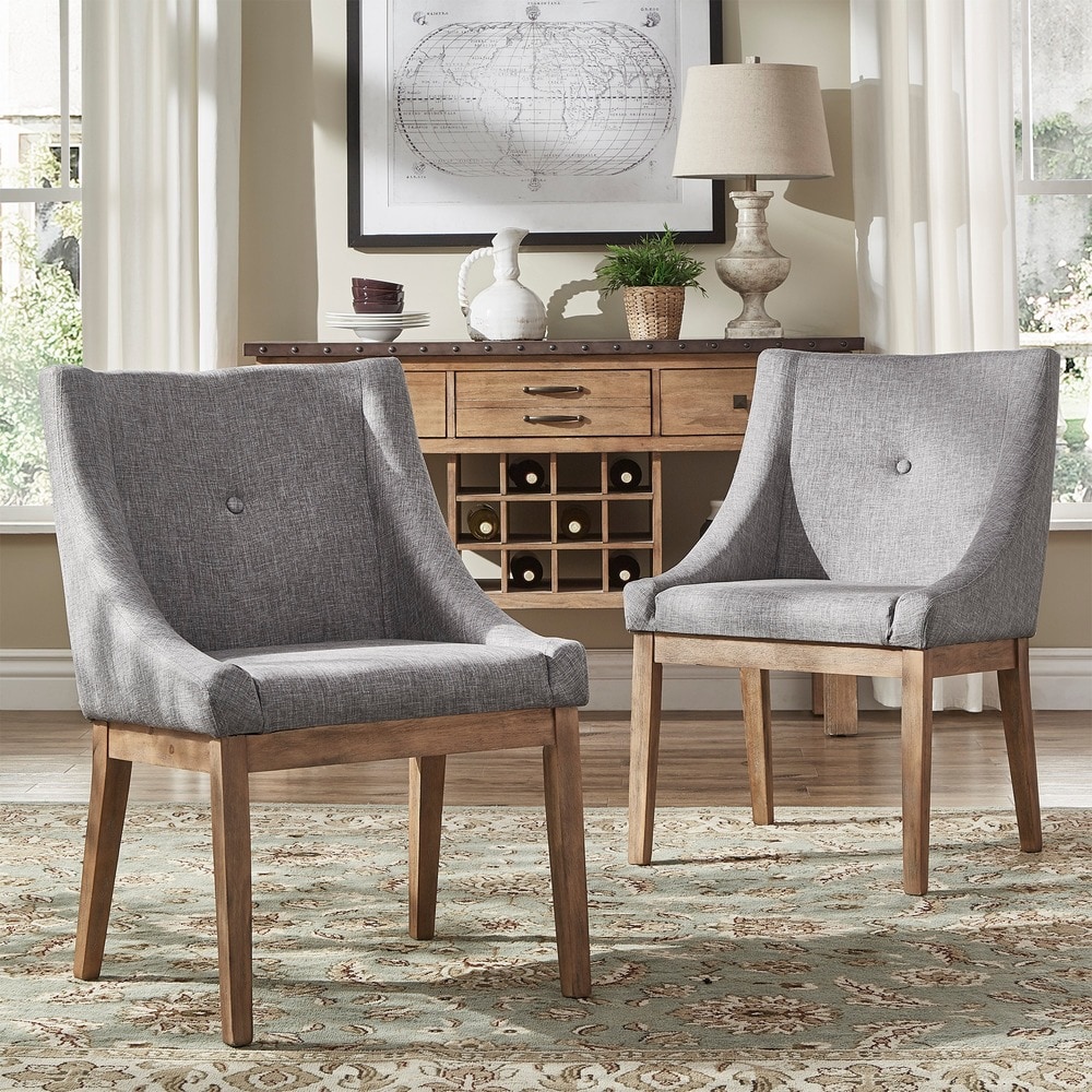 Voyager Button Tufted Slope Arm Linen Dining Chair (Set of 2) by iNSPIRE Q Artisan