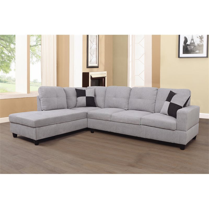 Star Home Living Corp Tracy Flannelette Fabric Left Facing Sectional in Gray