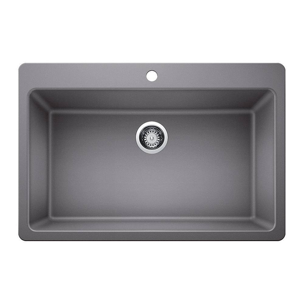 Glacier Bay Drop-inUndermount Granite Composite 33 in. Single Bowl Kitchen Sink in Gray 442800