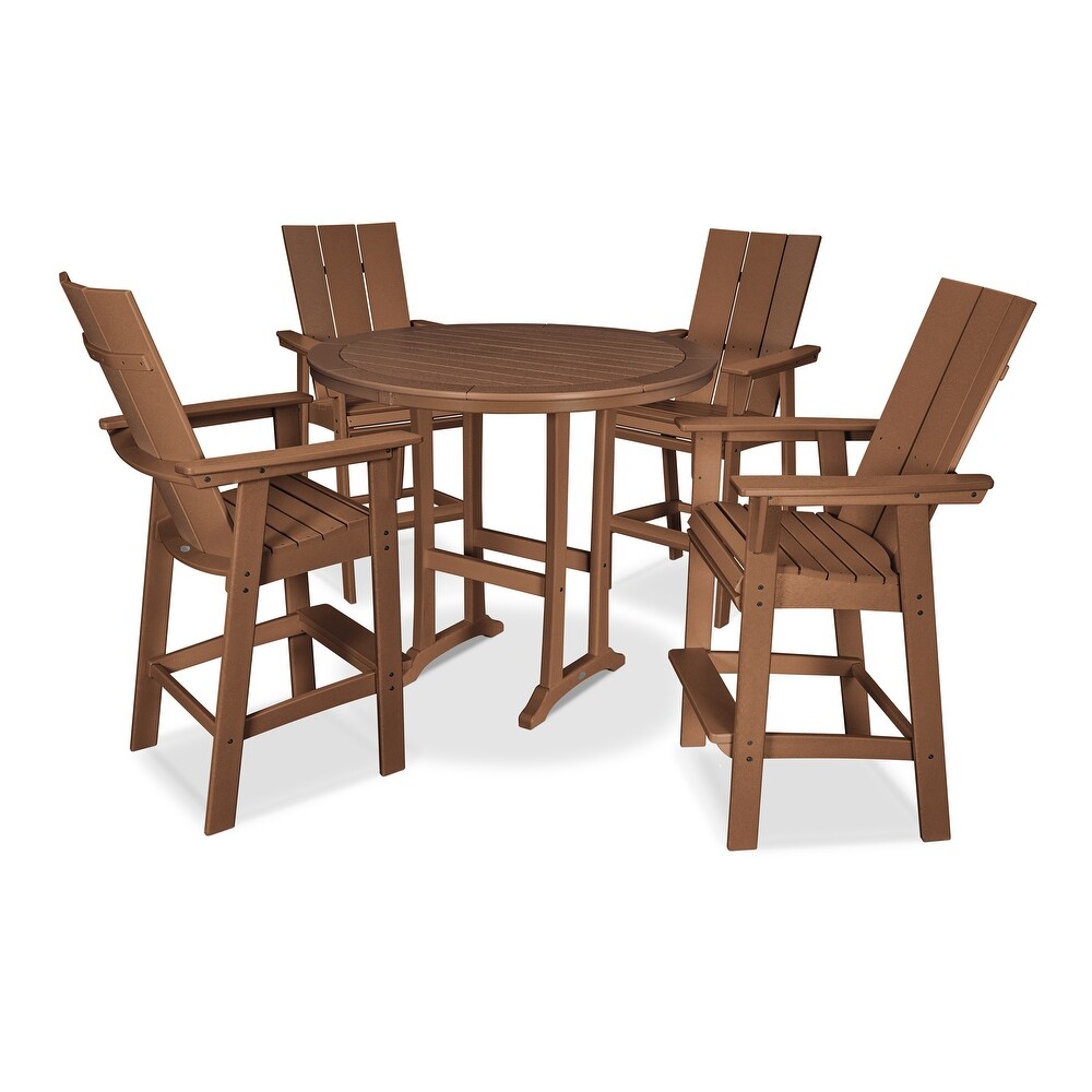 POLYWOOD Modern Adirondack 5 Piece Nautical Trestle Bar Set