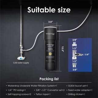 Waterdrop 8000 Gal. Remineralization Under Sink Water Filter System with Dedicated Faucet B-WD-10UB-MZ