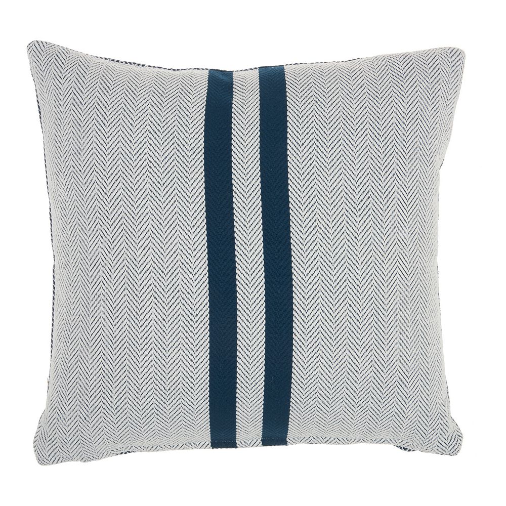 Mina Victory Life Styles Rev Woven Stripe Navy Throw Pillow