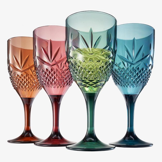 Khen x27 s Shatterproof Muted Colored Wine Glasses Luxurious amp Stylish Unique Home Bar Addition 4 Pk