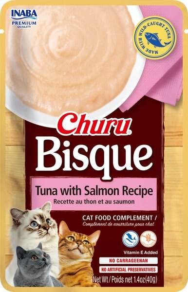 Inaba Churu Bisque Tuna with Salmon Recipe Grain-Free Lickable Cat Treats