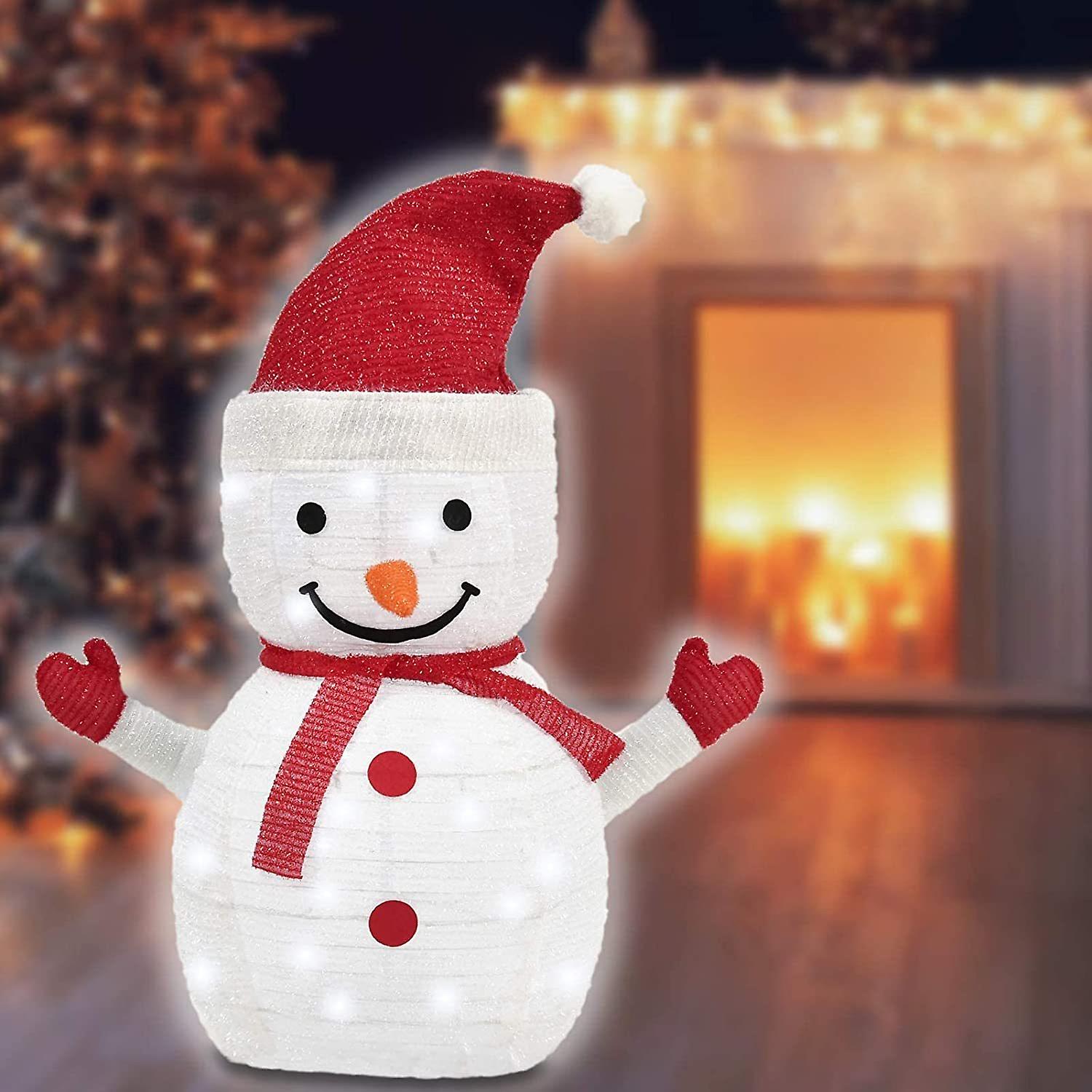 Lighted Christmas Snowman， 40-led Lighted， Battery Operated Lawn Decoration (27 Inches Tall)