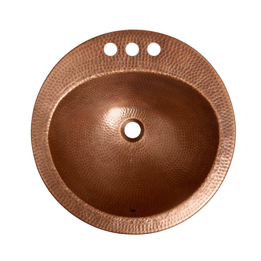 SINKOLOGY Bell 18 Gauge 19 in. Copper Drop-In Bath Sink in Antique Copper SB101-19AC