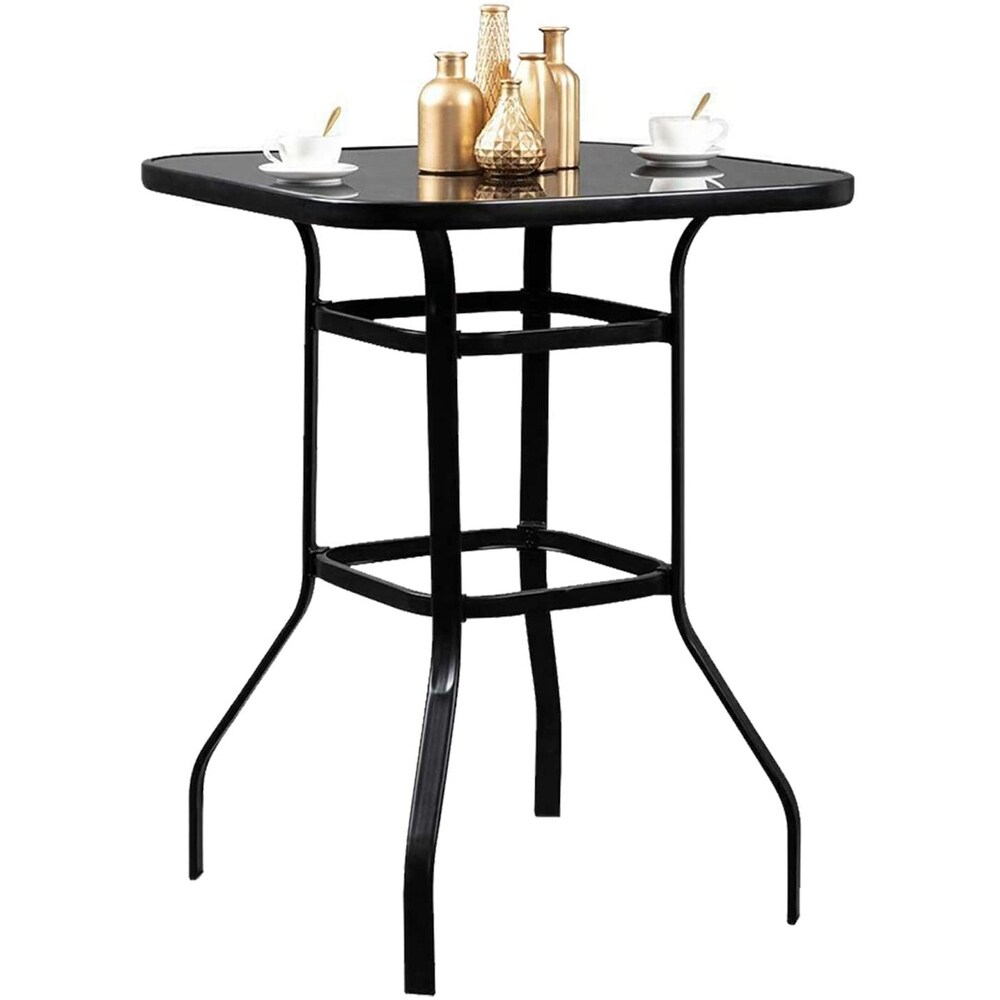 Pyramid Home Decor Patio Tempered Glass Bar Table