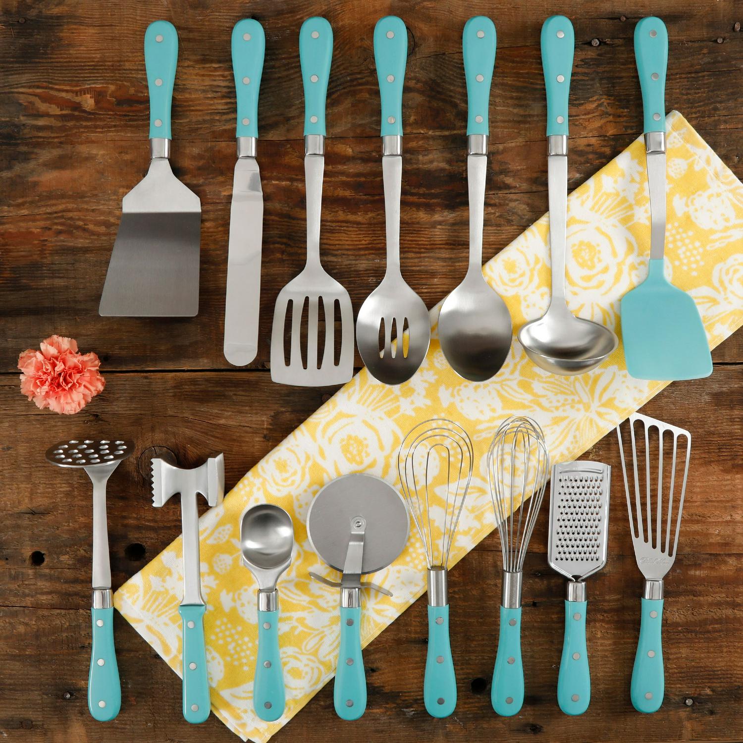 The Pioneer Woman Frontier Collection 15Piece All in One Tool and Gadget Set Turquoise  Crowdfused