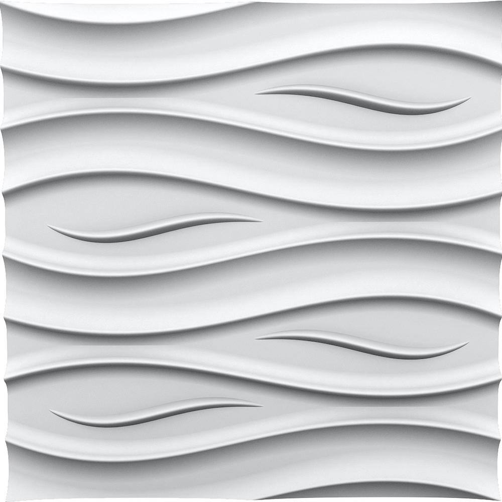 A La Maison Ceilings Ocean 2 ft. x 2 ft. Seamless Foam Glue-up 3D Wall Panel (48 Sq. Ft.  Pack) OC-SWP-PW