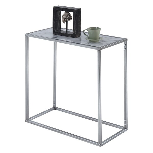 Silver Orchid Hasmik Faux Marble Chairside Table