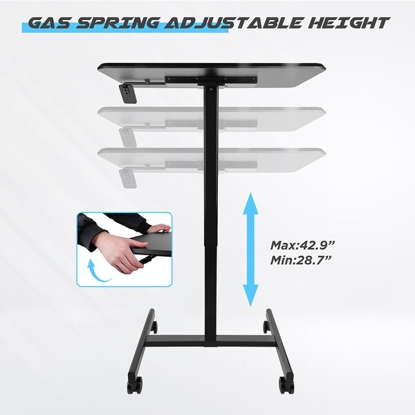 Mobile Table Side Table， Height-Adjustable from 28.5