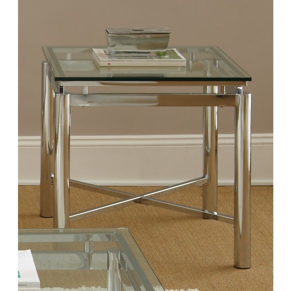 Strick and Bolton Jules Chrome and Glass End Table