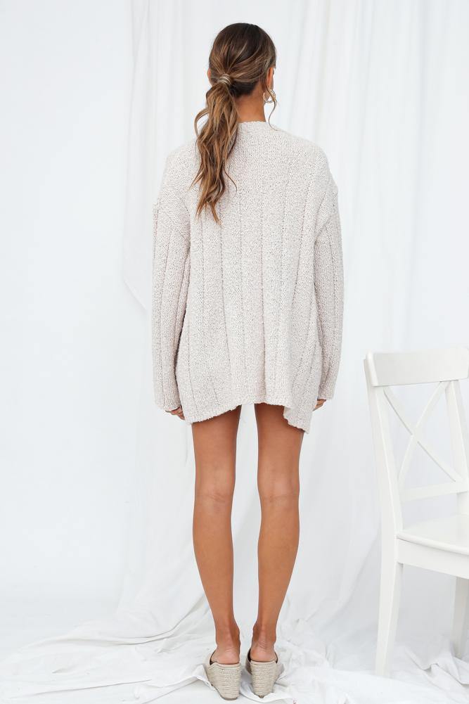 Long Time No See Knit Cardigan Beige