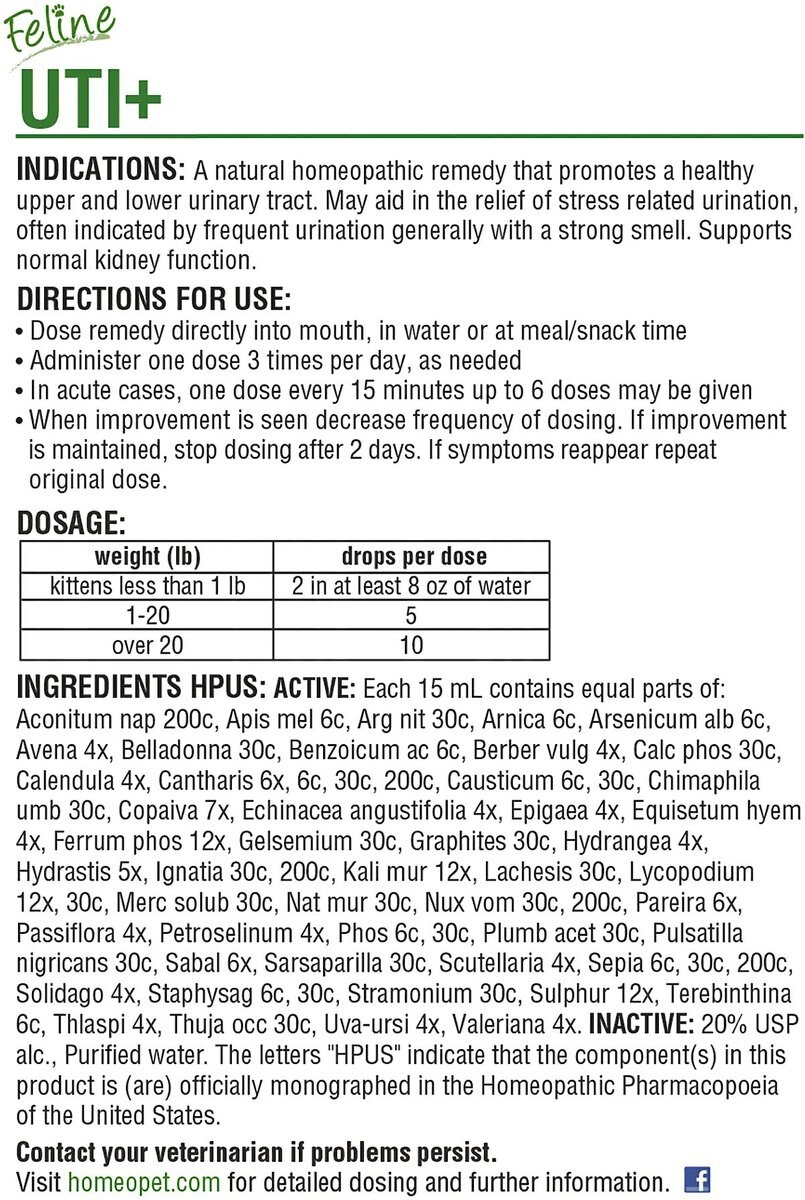 HomeoPet UTI+ Homeopathic Medicine for Urinary Tract Infections (UTI) for Cats