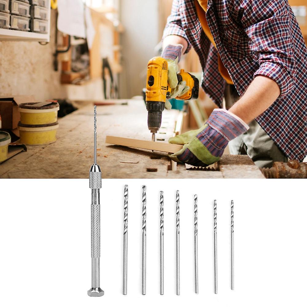 Mini Portable Precise Hand Drill With 7pcs 0.9-1.5mm Drill Bit Drilling Tool Accessories