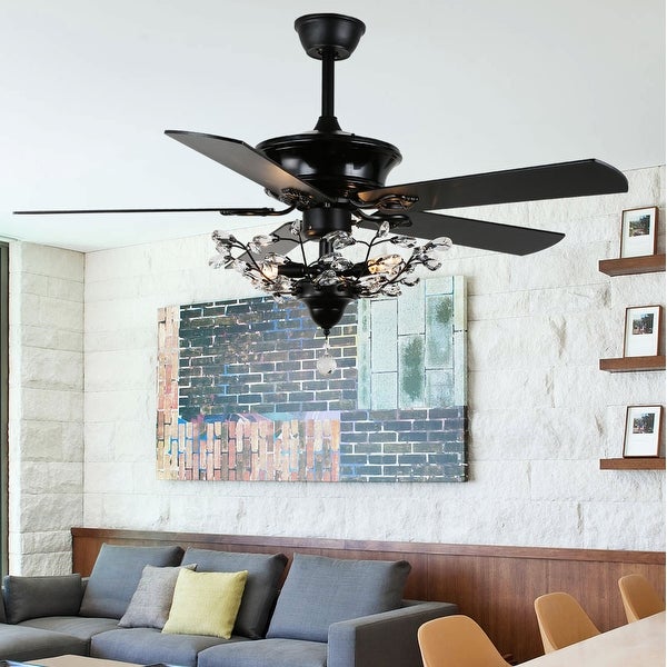 52-inch Modern Reversible Branches Crystal Ceiling Fan with Dimmable Light Kit 5 Blades Shopping - The Best Deals on Ceiling Fans | 38731283