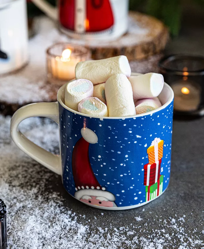 Over and Back Snowman and Santa Stackable Mugs Set of 4