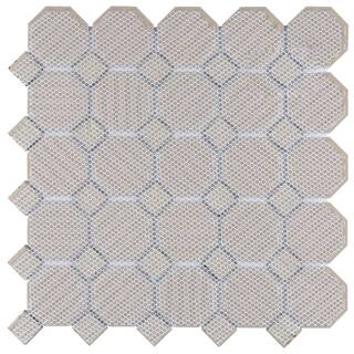 Merola Tile Metro Octagon Matte White wBlack Dot 11 12 in. x 11 12 in. Porcelain Mosaic  9.4 sq. ft. Case FXLM2OWD