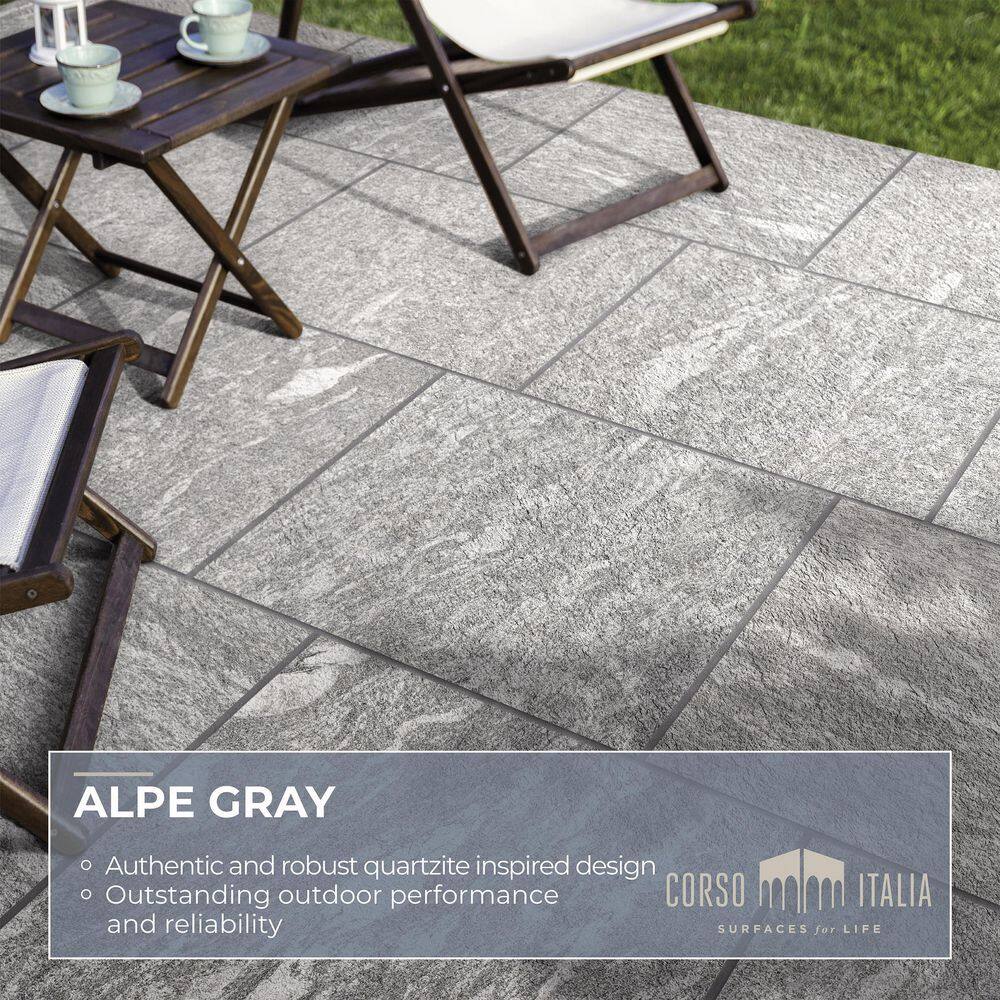 Corso Italia Alpe Gray 24 in. x 24 in. x 0.75 in. Porcelain Paver AY5Y