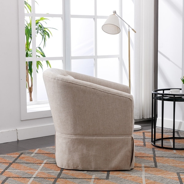 360-Degree Swivel Metal Base Accent Armchair Modern Linen Padded Seat Living Room Accent Chairs， Soft Comfortable Chair