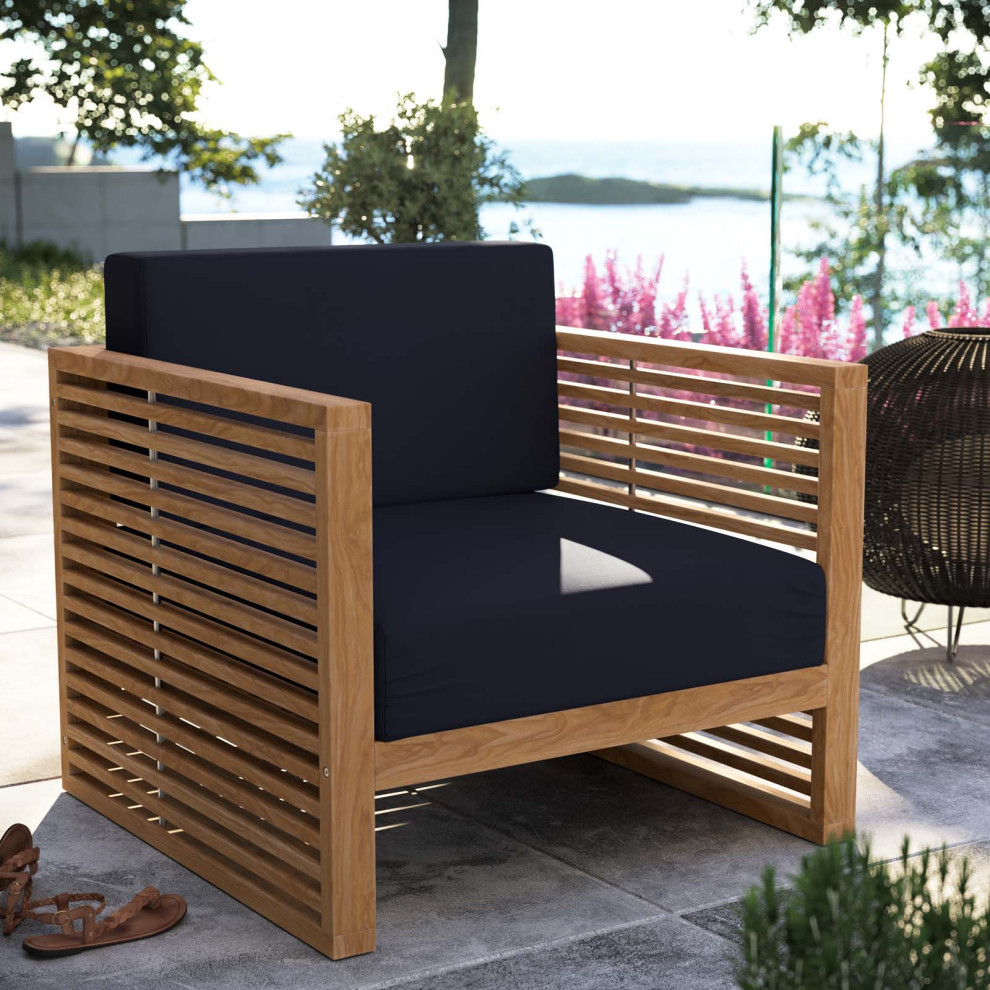 Carlsbad Teak Wood Outdoor Patio Armchair   Transitional   Outdoor Lounge Chairs   by Modway  Houzz