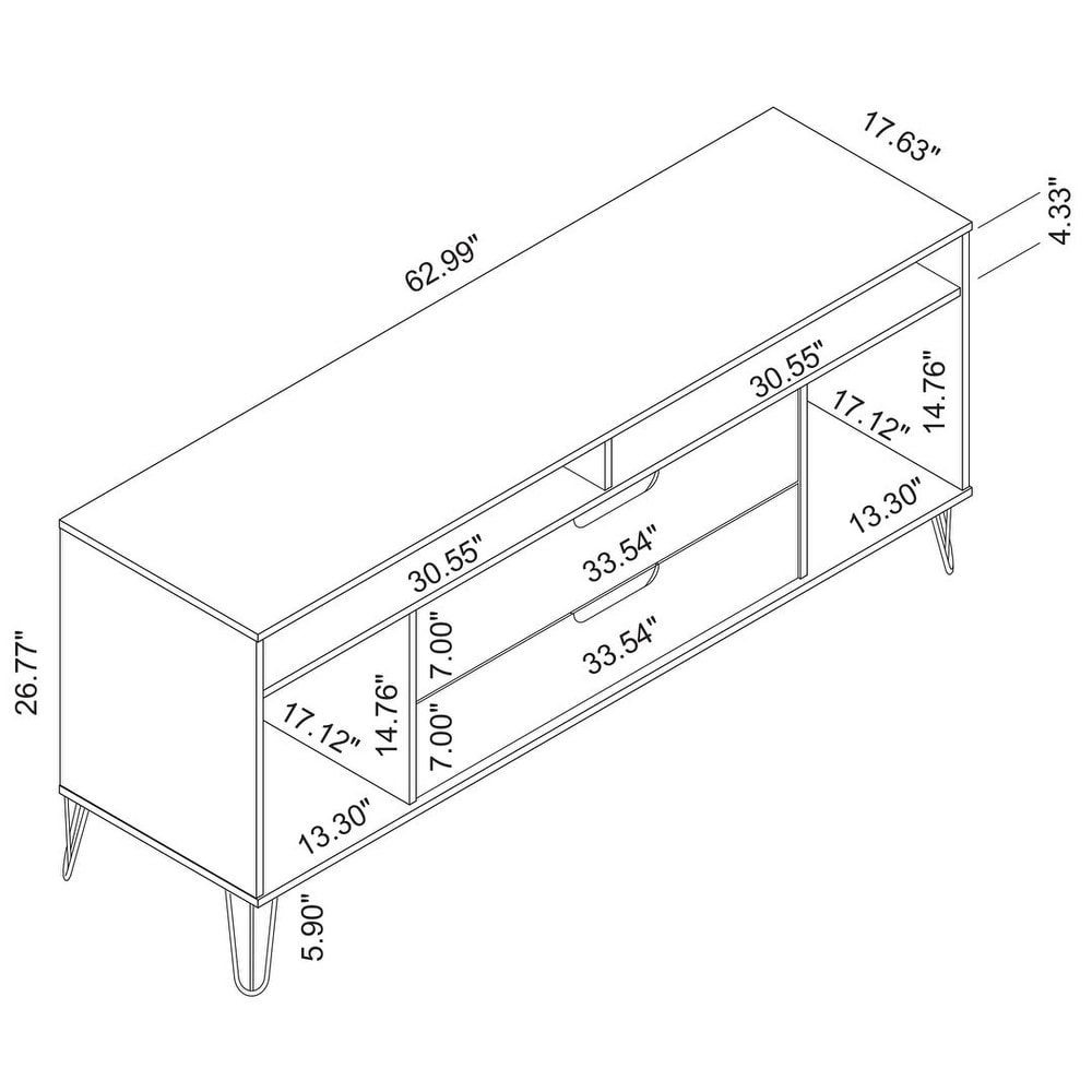 Manhattan Comfort Rockefeller 62.99 In. Metal Leg Media Cabinet Console