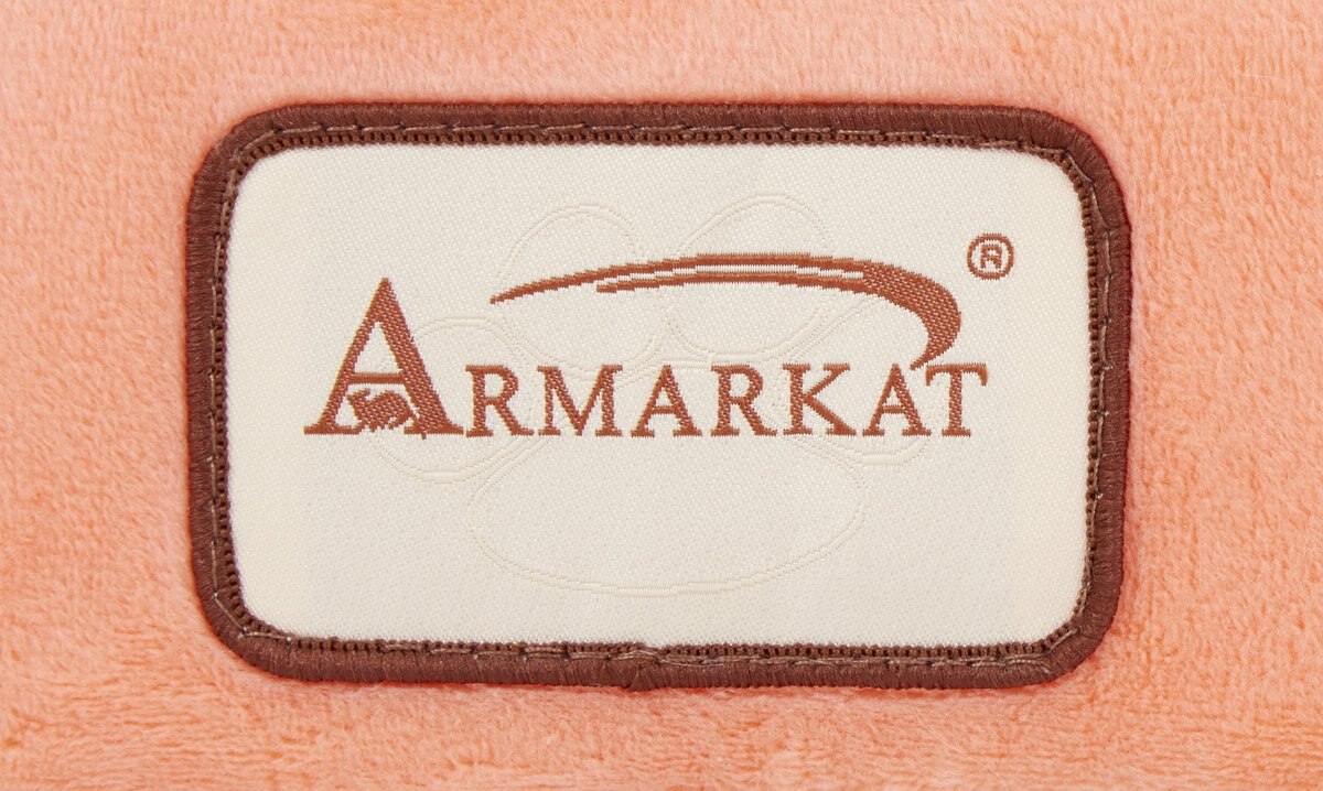 Armarkat Cave Shape Covered Cat and Dog Bed， Orange/Ivory