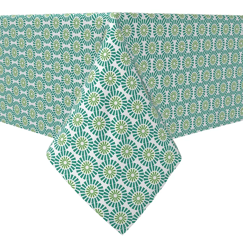 Rectangular Tablecloth， 100% Cotton， 60x120， Geometric Style Flowers