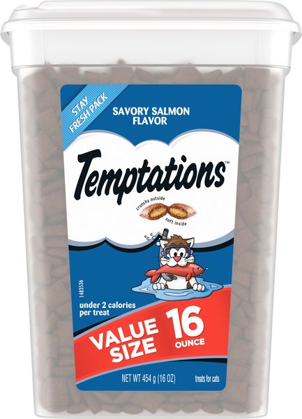 Temptations Classic Savory Salmon Flavor Soft and Crunchy Cat Treats