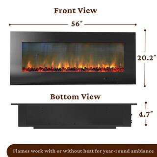 Cambridge Metropolitan 56 in. Wall-Mount Electic Fireplace in Black CAM56WMEF-2BLK