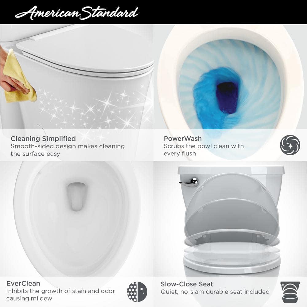 American Standard Studio S Right Height 2piece 128 GPF Single Flush Elongated Toilet with Left Hand Trip Lever in White Seat Included