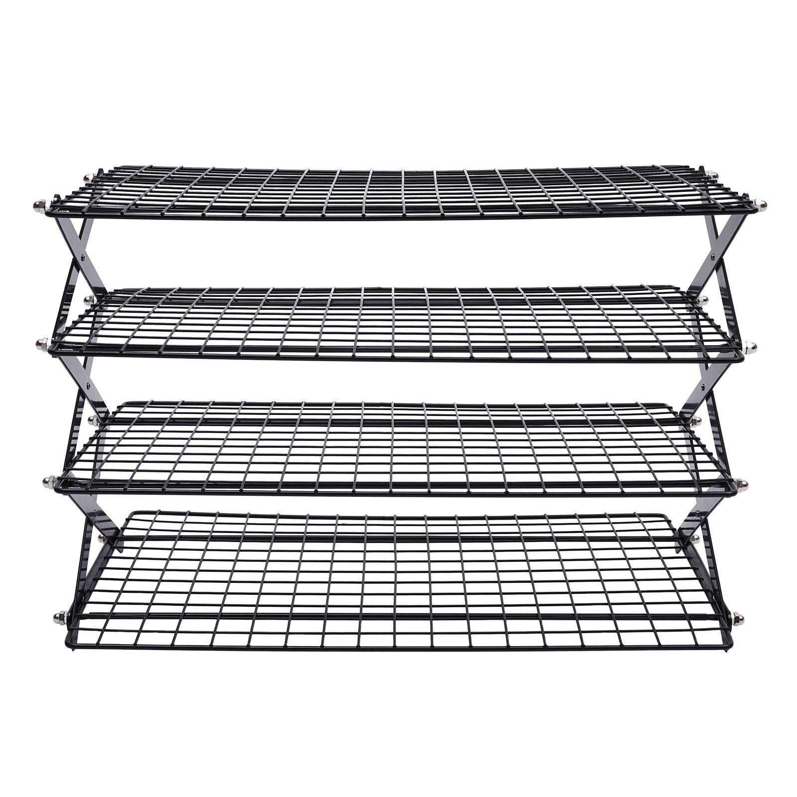 Camping Kitchen Table Picnic Cabinet Folding Cooking Storage Rack Portable Black 4 Layer Outdoor Lightweight Folding Camping Table Picnic Grill Stand Rack Iron Portable Camping Picnic Table Rack