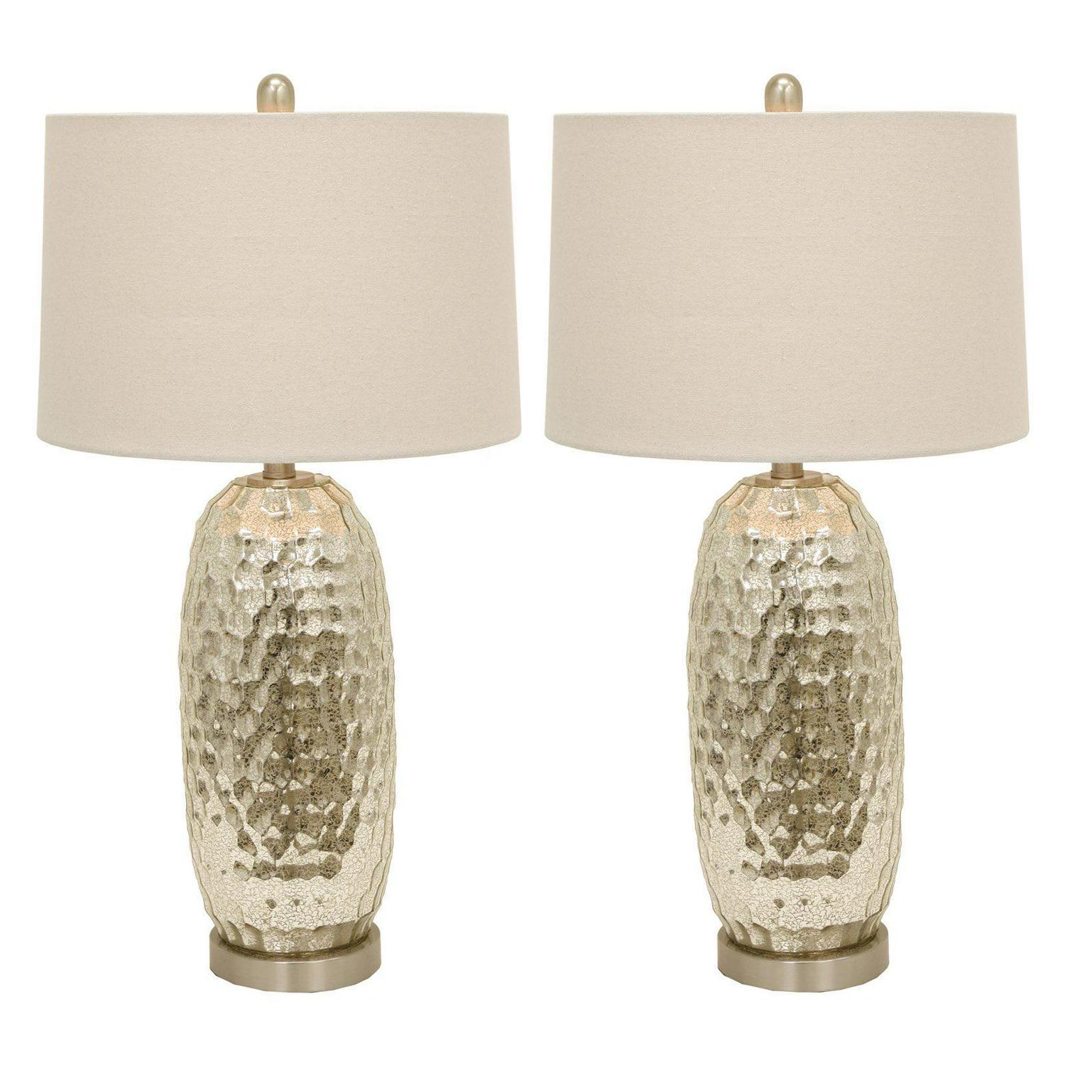 DA(C)cor Therapy Antique Mercury Dimple Glass Table Lamps Set of 2