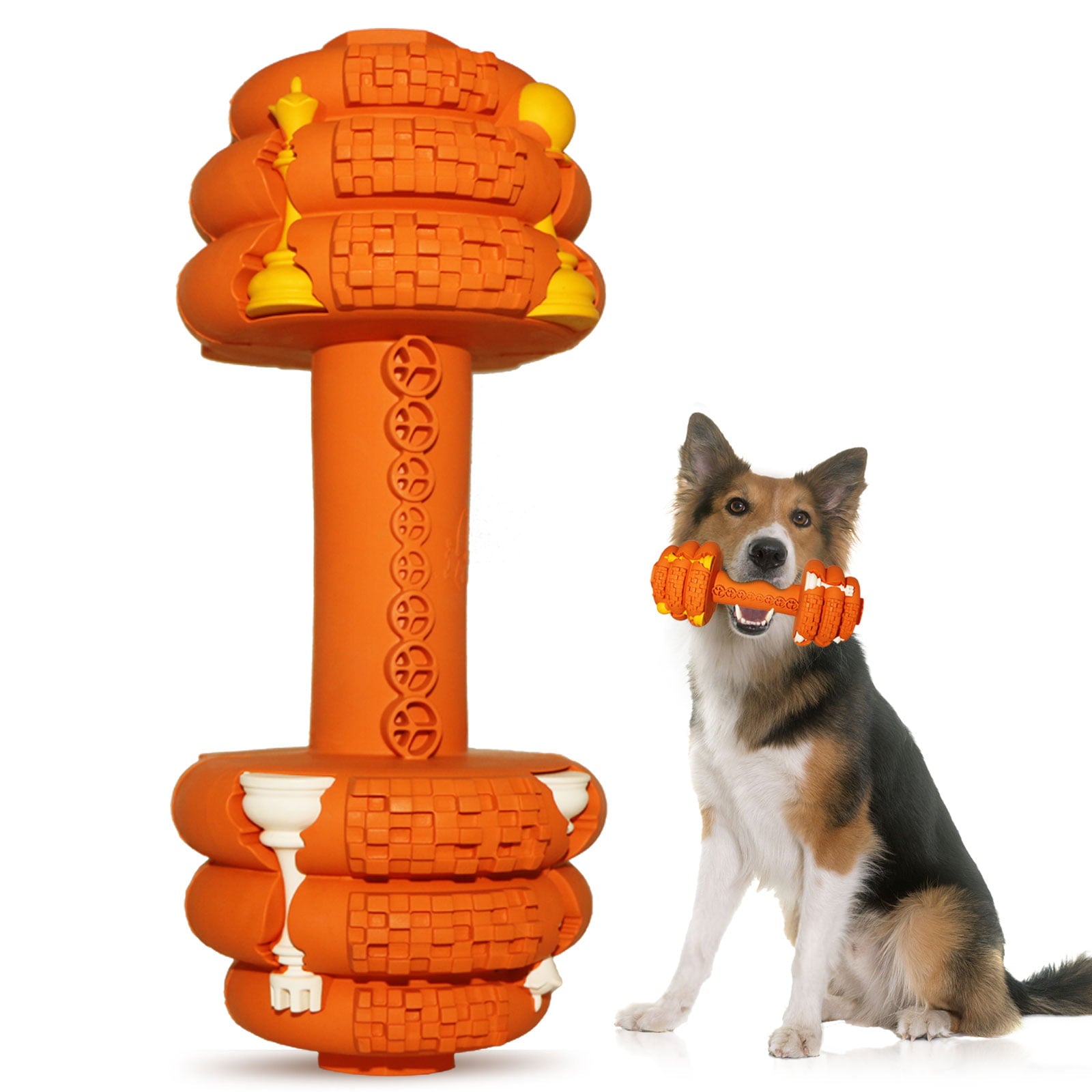 XMXIERUI Dog Chew Toys for Aggressive Chewers，Food Grade Non-Toxic Dental Pet Toy，Tough Durable Indestructible Dog Toys for Medium Large Dogs.Orange.