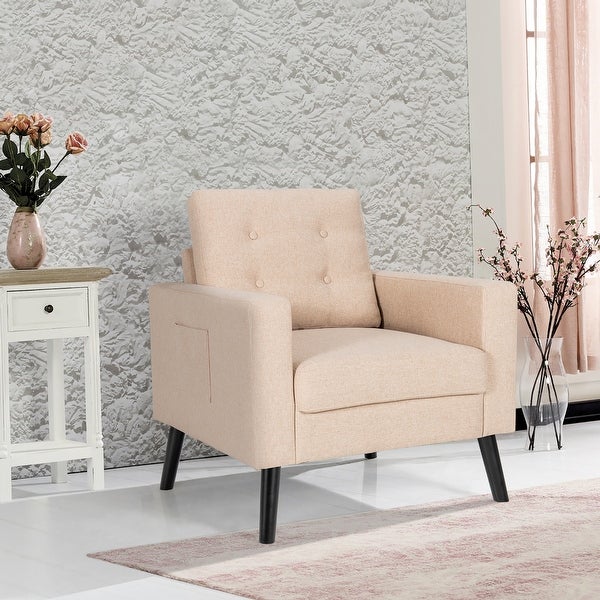 Modern Accent Armchair Upholstered Single Sofa Chair w/ 2-Side Pockets - See Details