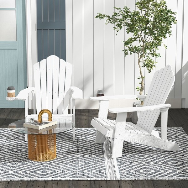 Gymax Patio HIPS Outdoor Weather Resistant Slatted Chair Adirondack