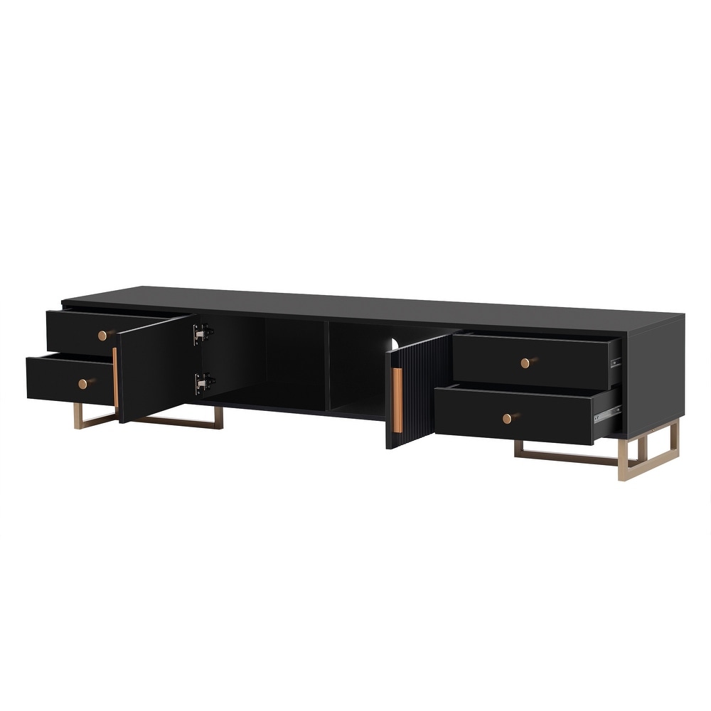 Modern TV Stand TV Media Console Table with 4 Storage Drawers for up to 75\