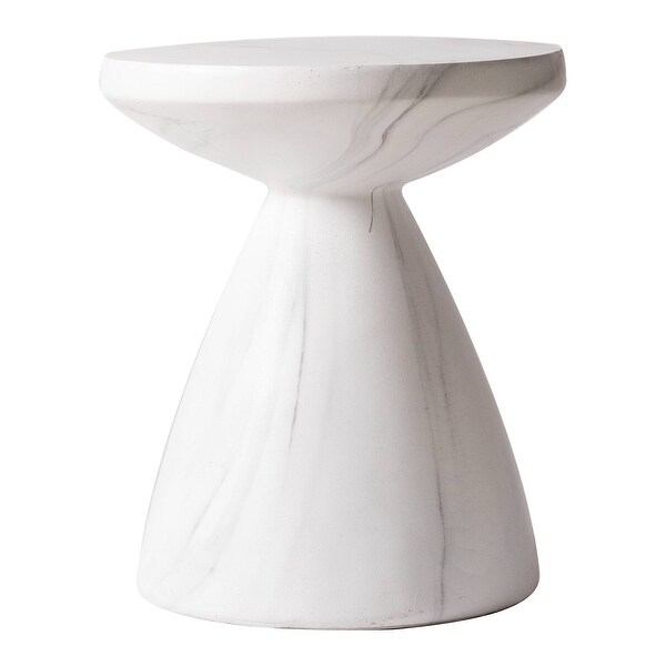 Modern Round Side Table Fiberstone Accent Table with Pedestal Base Dune Series by LeisureMod