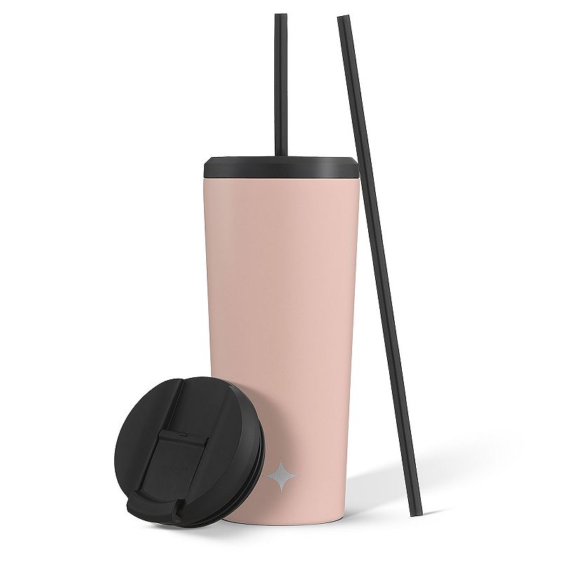 JoyJolt Vacuum Insulated Tumbler with Flip Lid and Straw