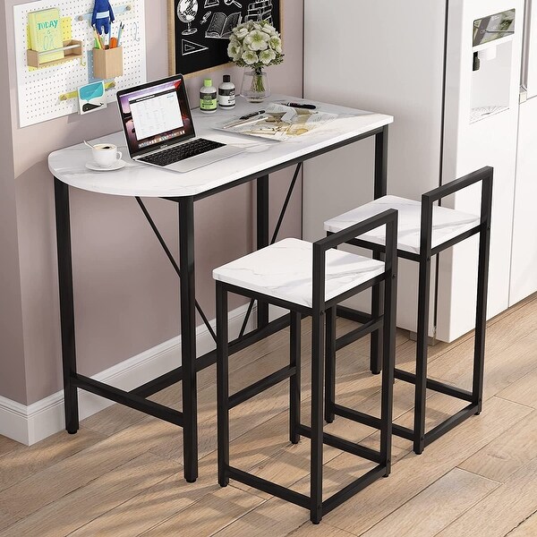 3-Piece Kitchen Bar Table Set with 2 Bar Stools - N/A