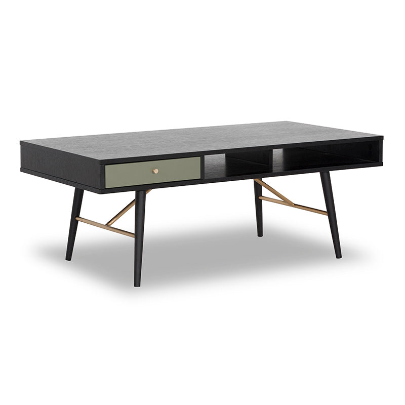 OMARI 117cm Black & Green Oak Coffee Table