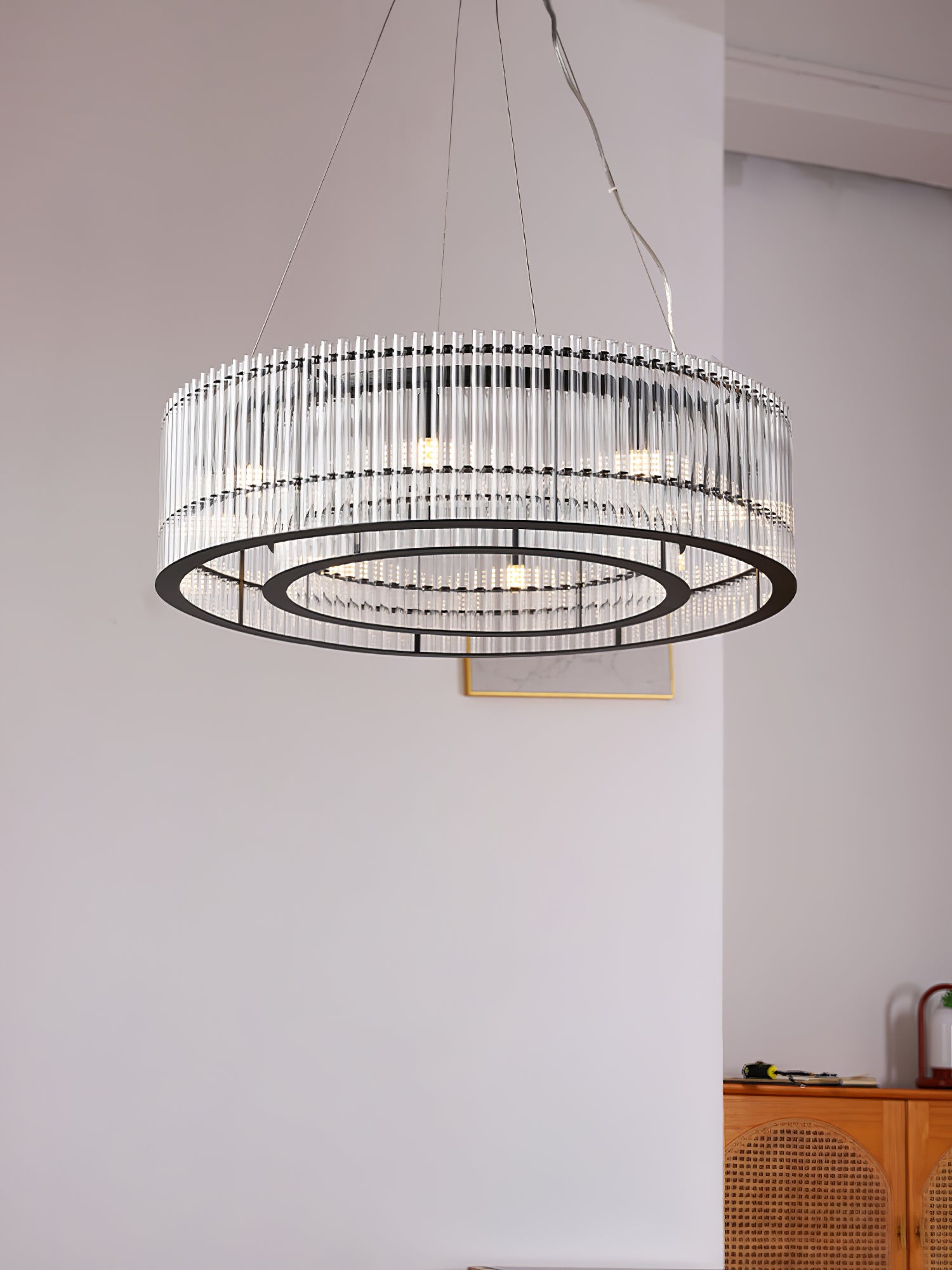 Glass Tube Ring Chandelier