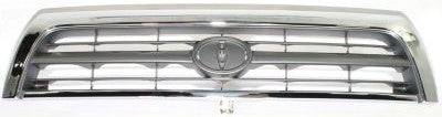 Grille Assembly Compatible With 1996-1998 Toyota 4Runner Chrome Shell with Silver Insert