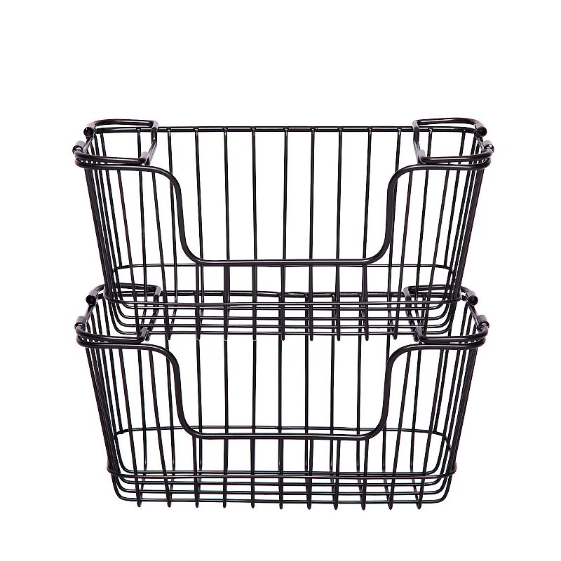 Saddle River Small Rectangular Metal Wire Stacking Basket 2-piece Set