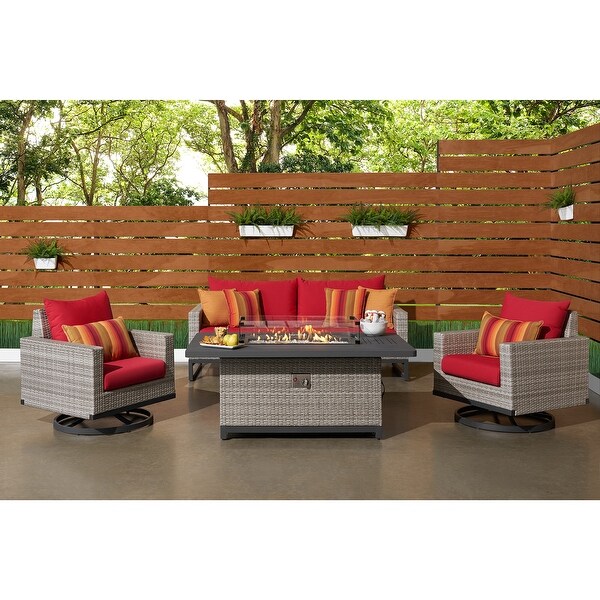 Milo Grey 4 Piece Sunbrella Outdoor Patio Motion Fire Set