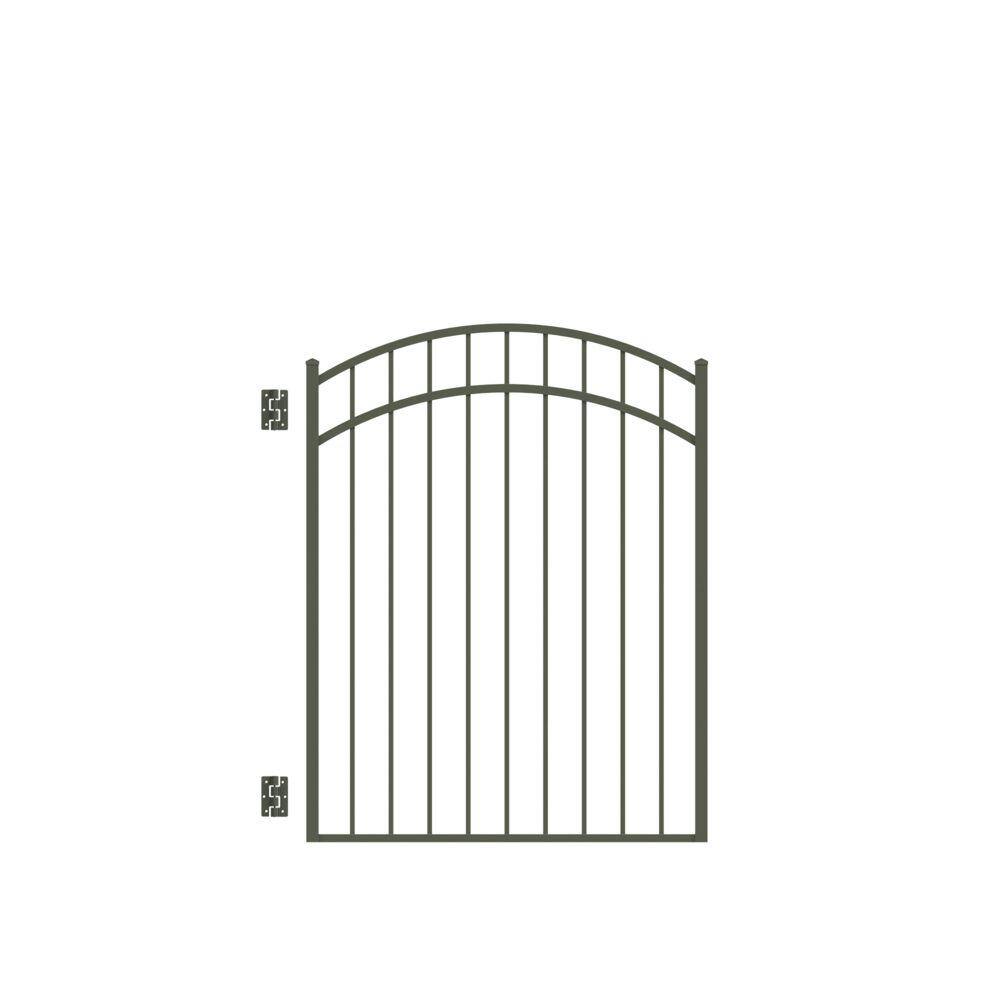 Barrette Outdoor Living Natural Reflections Standard-Duty 4 ft. W x 4-12 ft. H Pewter Aluminum Arched Pre-Assembled Fence Gate 73009687